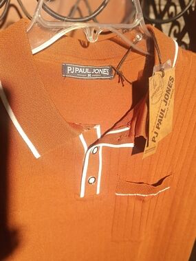 P.J. Paul Jones Men's Rust-Orange Polo with White Trim